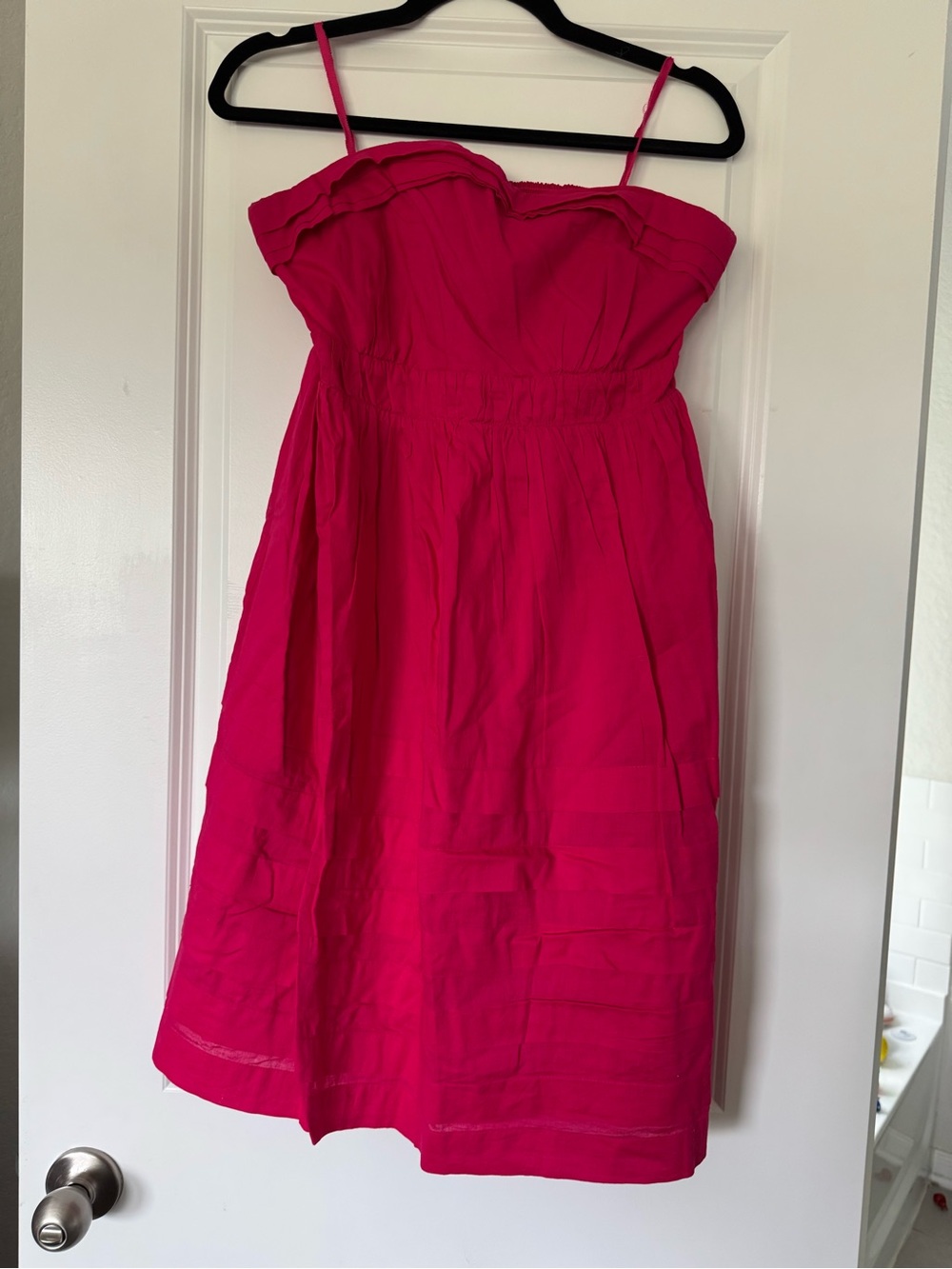 Anthropologie Strapless Hot Pink Sundress